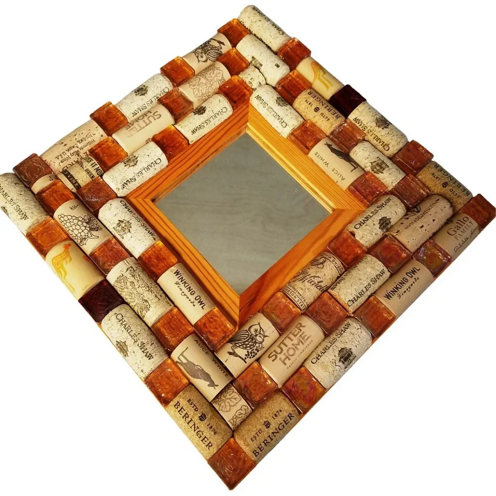 Peach/Orange Cream Glass Cabochons Mirror Decor for your Wall-NWT-Handmade